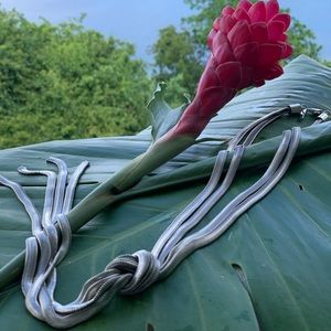 Liquid Silver Knot Tie Necklace